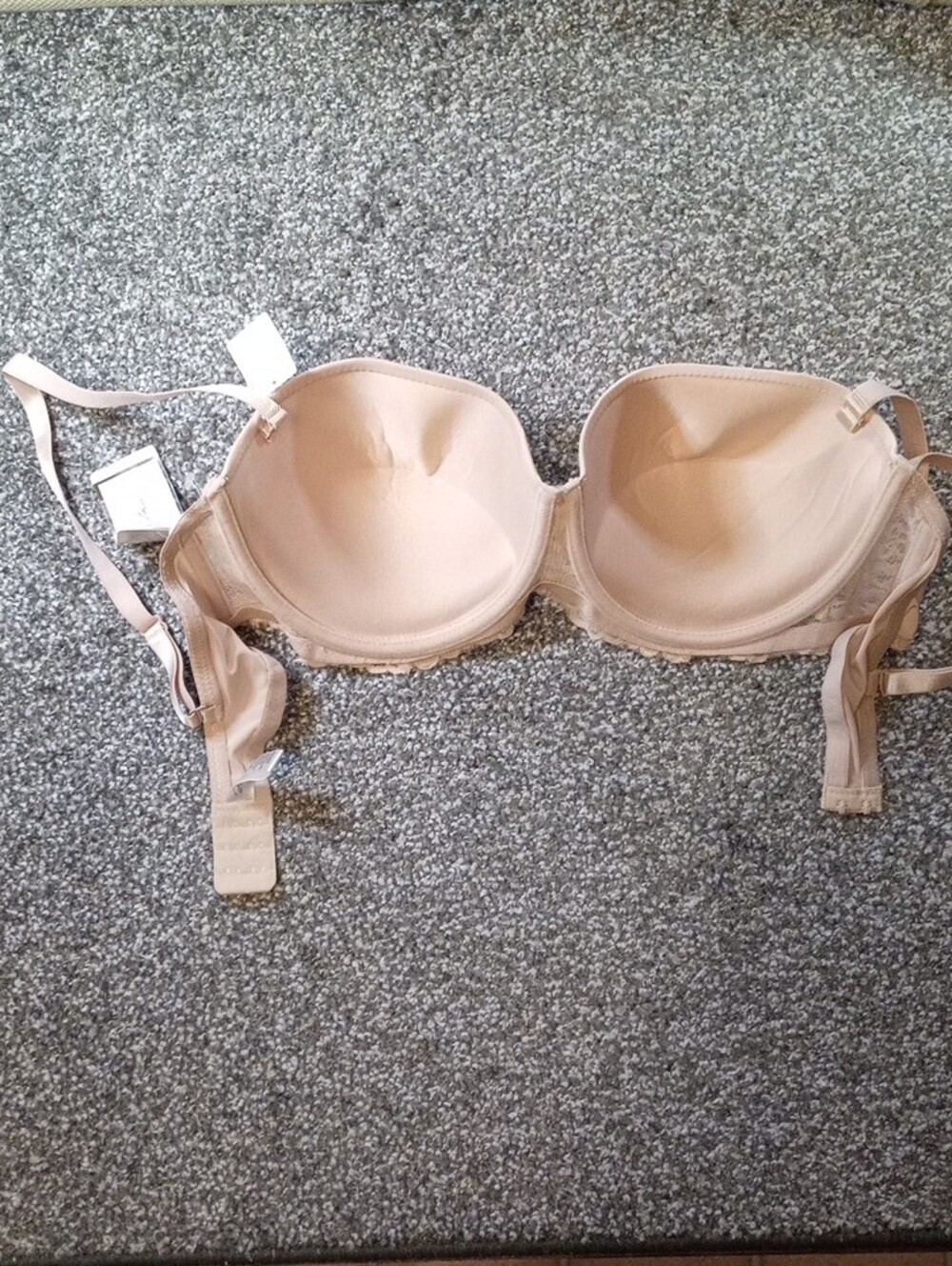 Women's Size 38C Marilyn Monroe Beige Strapless Lace-Trim T-Shirt Bra - Picture 7 of 8